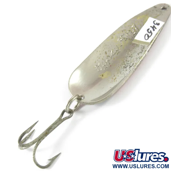 Vintage  Weller GYPSY KING 0, 2/5oz Red / White / Nickel fishing spoon #3450