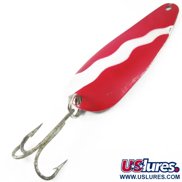 Vintage  Weller GYPSY KING 0, 2/5oz Red / White / Nickel fishing spoon #3450