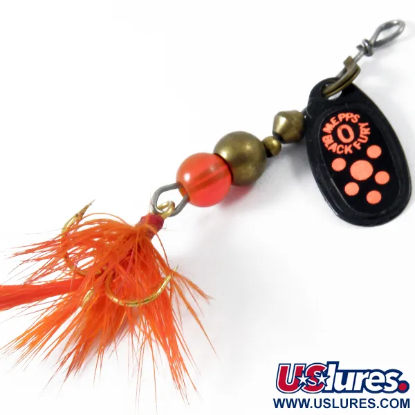 Vintage   Mepps Black Fury 0 Dressed, 3/32oz Black / Red fishing spoon #3452