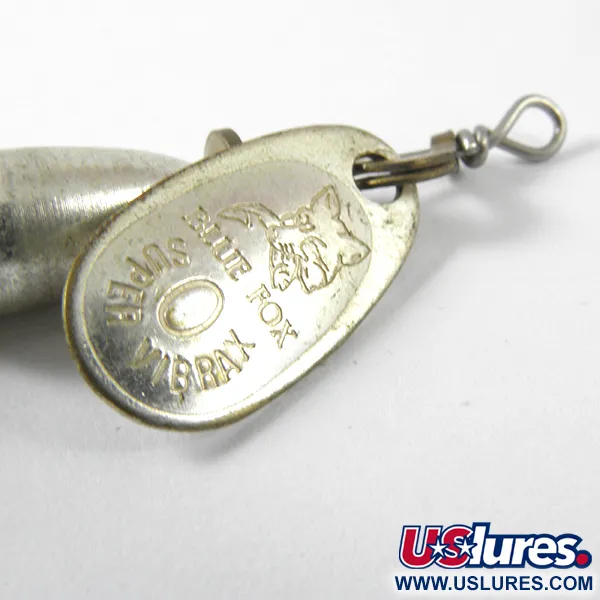Vintage   Blue Fox Super Vibrax 0 Foxtail, 1/8oz Silver spinning lure #3460