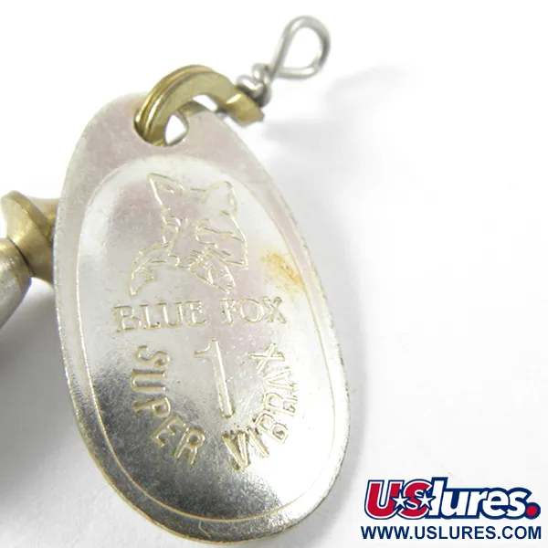 Vintage   Blue Fox Super Vibrax 1, 1/8oz Silver spinning lure #3461