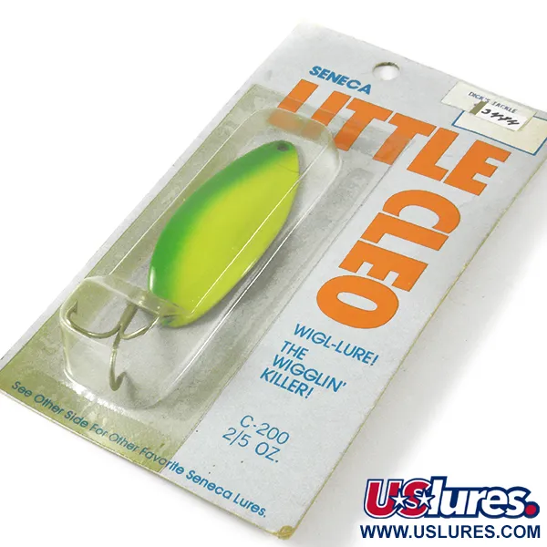  Seneca Little Cleo (Hula Girl), 1/2oz Yellow / Green / Nickel fishing spoon #3474