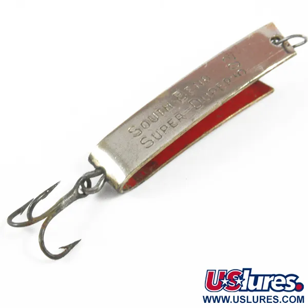 Vintage  South Bend Super Duper 502, 3/32oz Nickel / Red fishing spoon #3485