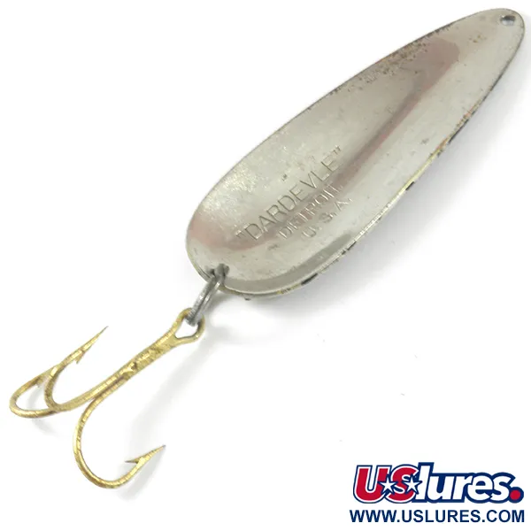 Vintage  Eppinger Dardevle (1950s) Detroit, 1oz Black / White / Nickel fishing spoon #3494