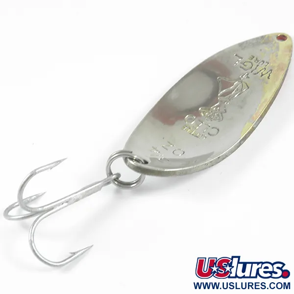 Vintage  Seneca Little Cleo (Hula Girl), 3/4oz White / Red / Nickel fishing spoon #3516