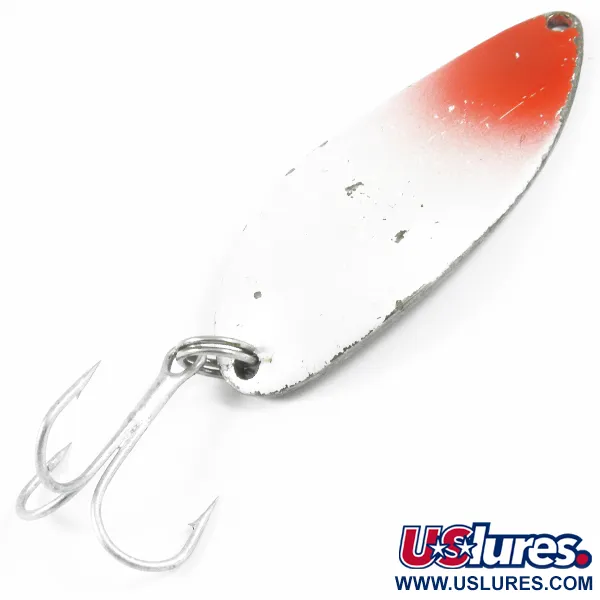 Vintage  Seneca Little Cleo (Hula Girl), 3/4oz White / Red / Nickel fishing spoon #3516