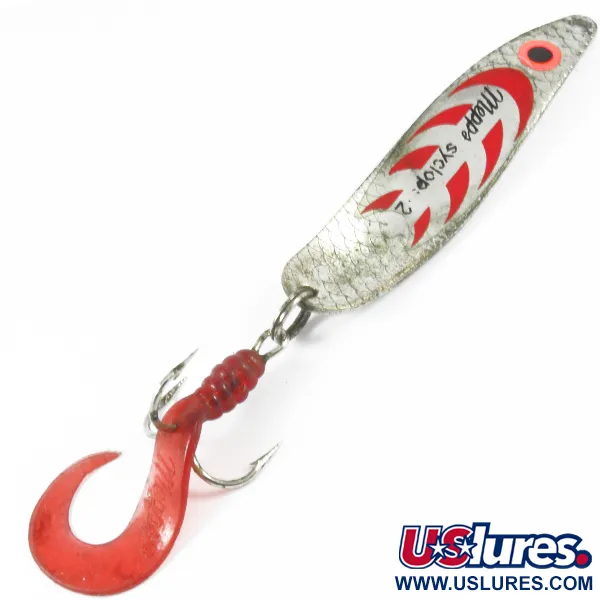 Vintage   Mepps Syclops 2, 3/5oz Silver / Red fishing spoon #3526