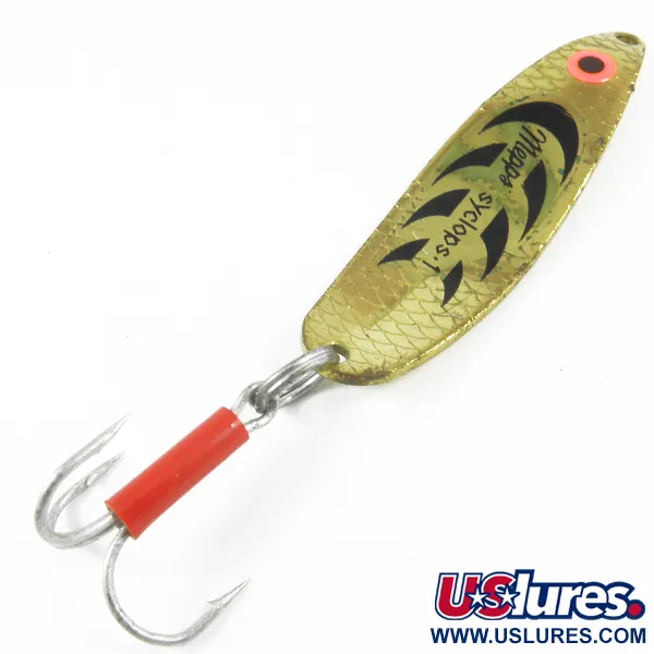 Vintage   Mepps Syclops 1, 2/5oz Gold fishing spoon #3527