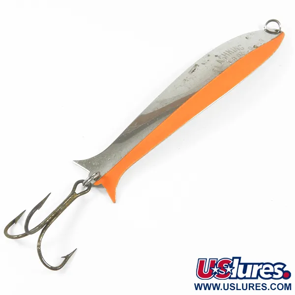 Vintage   Acme Flash-King Wobbler, 1/3oz Nickel / Orange fishing spoon #3529