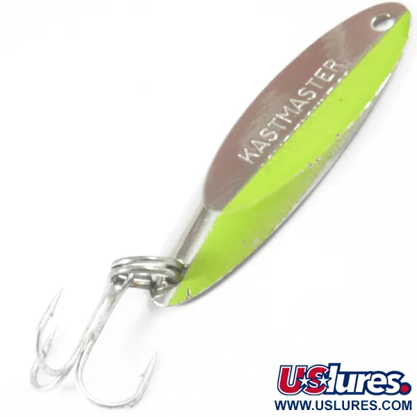 Vintage  Acme Kastmaster, 1/4oz Nickel / Fluorescent Green fishing spoon #3546