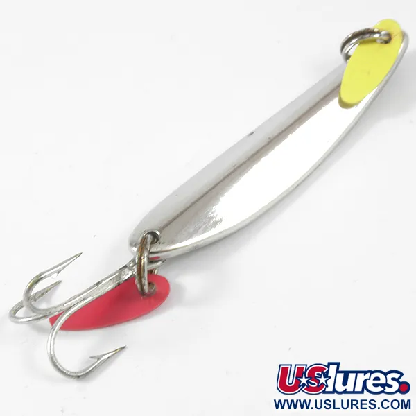 Vintage   Bay de Noc Swedish pimple, 1/2oz Nickel / Green fishing spoon #3550