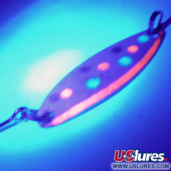Vintage  Luhr Jensen Needlefish 1 UV, 1/16oz UV Glow in UV light, Fluorescent fishing spoon #3554