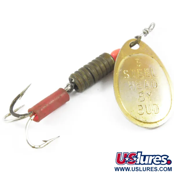 Vintage  Yakima Bait Steel Head 3 by Bud, 3/16oz Gold spinning lure #3559