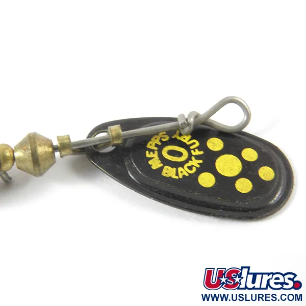 Vintage   Mepps Black Fury 0, 1/16oz Black / Yellow spinning lure #3563