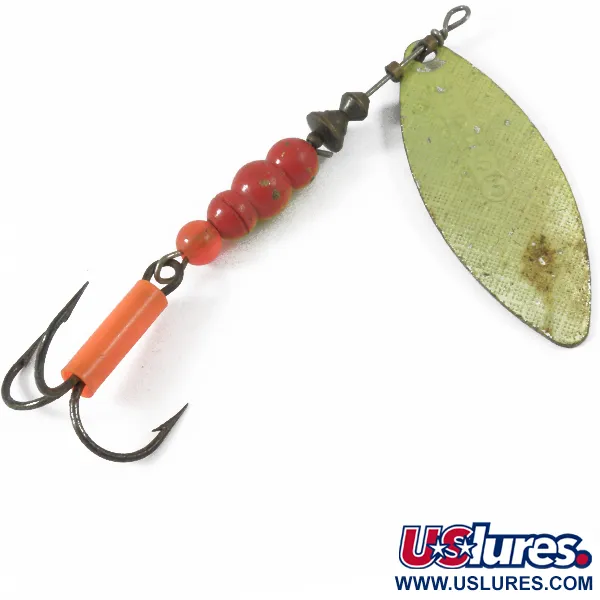 Vintage   Mepps Aglia Long 3 UV, 2/5oz Green UV Glow in UV light, Fluorescent spinning lure #3569