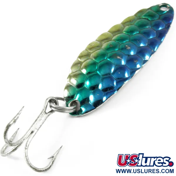 Vintage   Acme Little Cleo, 1/3oz Blue / Green / Golden Metallic fishing spoon #3581