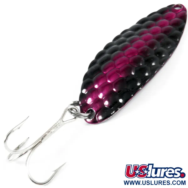 Vintage   Acme Little Cleo, 2/5oz Black / Nickel / purple fishing spoon #3582