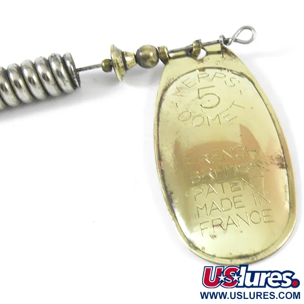 Vintage   Mepps 5 Comet Mino, 2/3oz Brass spinning lure #3586