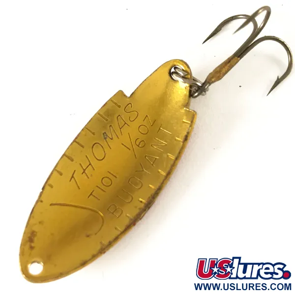 Vintage   Thomas Buoyant, 3/16oz Gold / Red / Black fishing spoon #3606