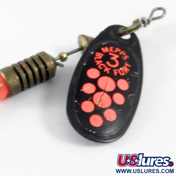 Vintage   Mepps Black Fury 3, 1/4oz Black / Red spinning lure #3615