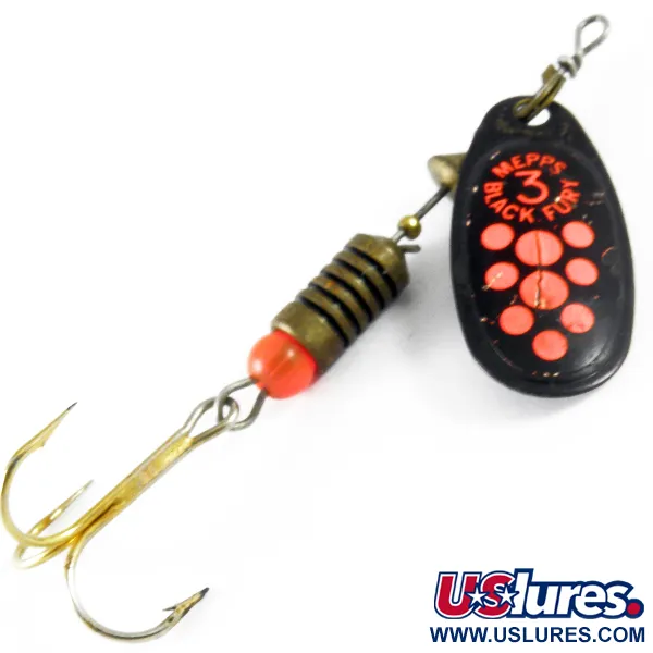 Vintage   Mepps Black Fury 3, 1/4oz Black / Red spinning lure #3615
