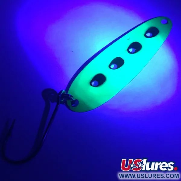 Vintage   Heddon Sounder UV, 3/16oz UV Glow in UV light, Fluorescent fishing spoon #3641
