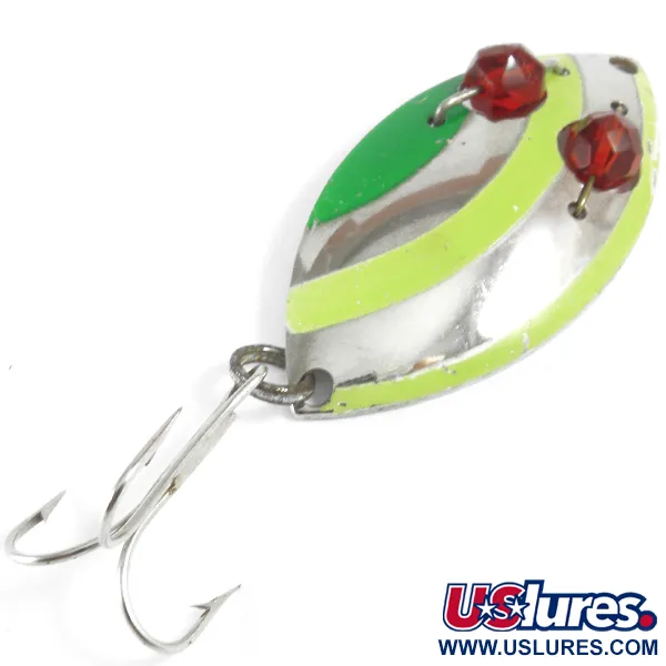 Vintage  Eppinger Red Eye junior, 1/2oz Nickel / Yellow / Green fishing spoon #3650