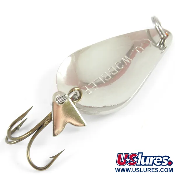 Vintage  Acme K.O. Wobbler, 1/2oz Nickel / Orange fishing spoon #3668