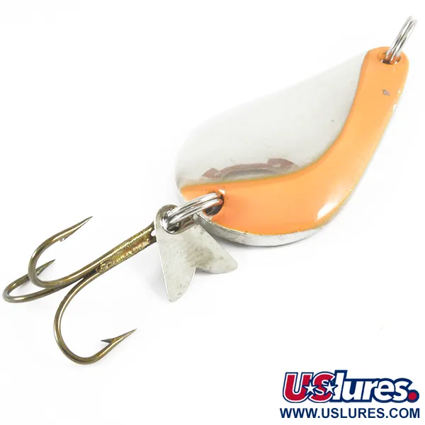 Vintage  Acme K.O. Wobbler, 1/2oz Nickel / Orange fishing spoon #3668