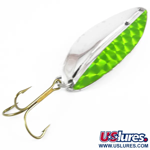 Vintage  TODDCO Main liner , 2/5oz Nickel / Green fishing spoon #3670