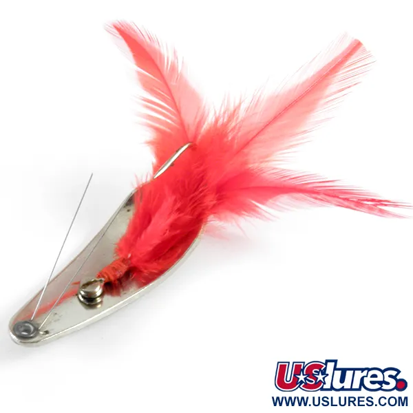 Vintage   Weezel bait Rex Spoon, 2/5oz Nickel / Red fishing spoon #3673