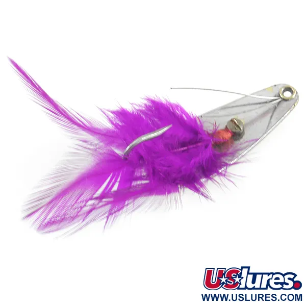 Vintage   Weezel bait Rex Spoon, 2/5oz Brass / Nickel / purple fishing spoon #3674