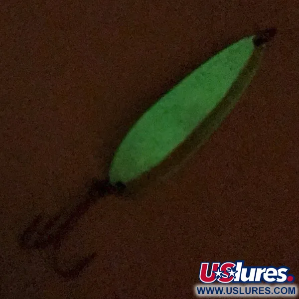 Vintage  Luhr Jensen Krocodile Die #5, 3/4oz White / Yellow / Glow in Dark fishing spoon #3690