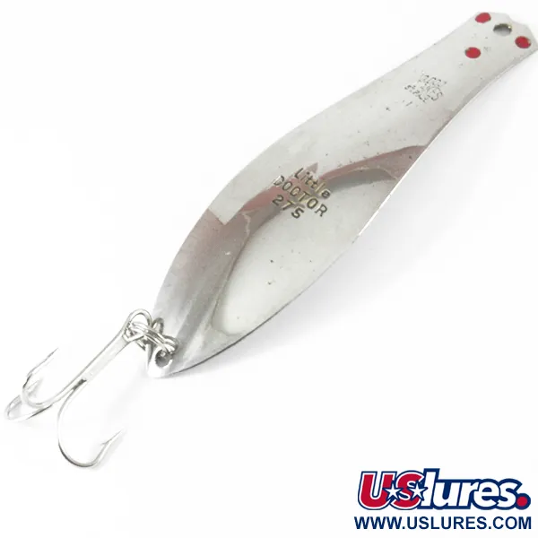 Vintage  Prescott Spinner Little Doctor 275 Thin, 3/5oz Nickel / Red fishing spoon #3727