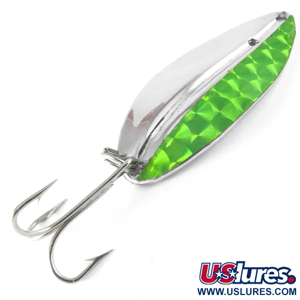 Vintage  TODDCO Main liner , 2/5oz Nickel / Green fishing spoon #3737