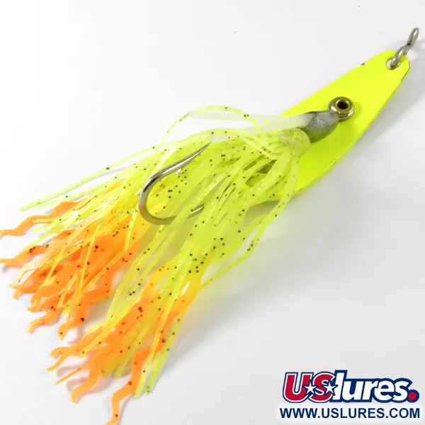 Vintage  Northland tackle Weedless Jaw-Breaker UV, 1/2oz Fluorescent Yellow / Orange UV Glow in UV light, Fluorescent fishing spoon #3756