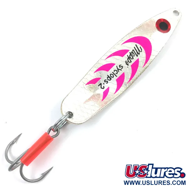 Vintage   Mepps Syclops 2 3759, 3/5oz Silver / Pink fishing spoon #3759