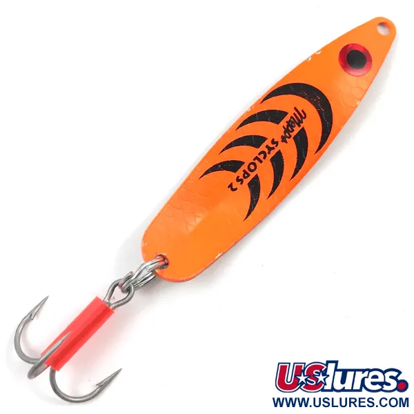 Vintage   Mepps Syclops 2, 3/5oz Fluorescent Orange / Gold fishing spoon #3760
