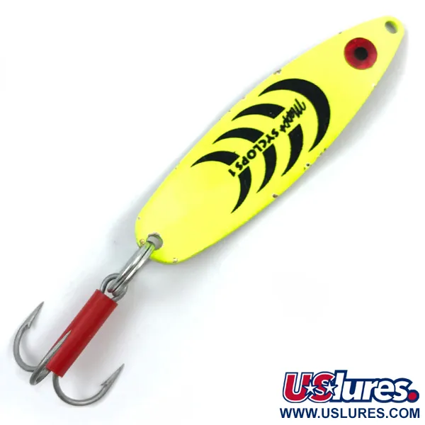 Vintage   Mepps Syclops 1, 2/5oz Chartreuse / Gold fishing spoon #3761