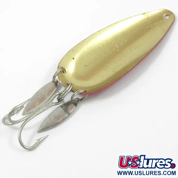 Vintage  Eppinger Dardevle Dardevlet Klicker, 3/4oz Red / White / Brass fishing spoon #3778
