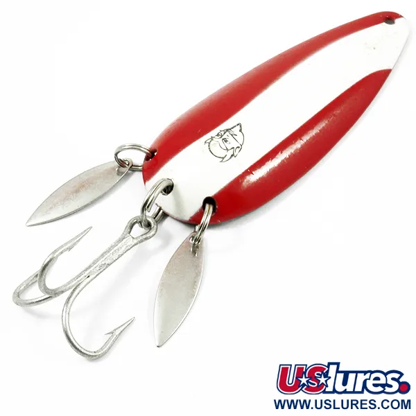 Vintage  Eppinger Dardevle Dardevlet Klicker, 3/4oz Red / White / Brass fishing spoon #3778