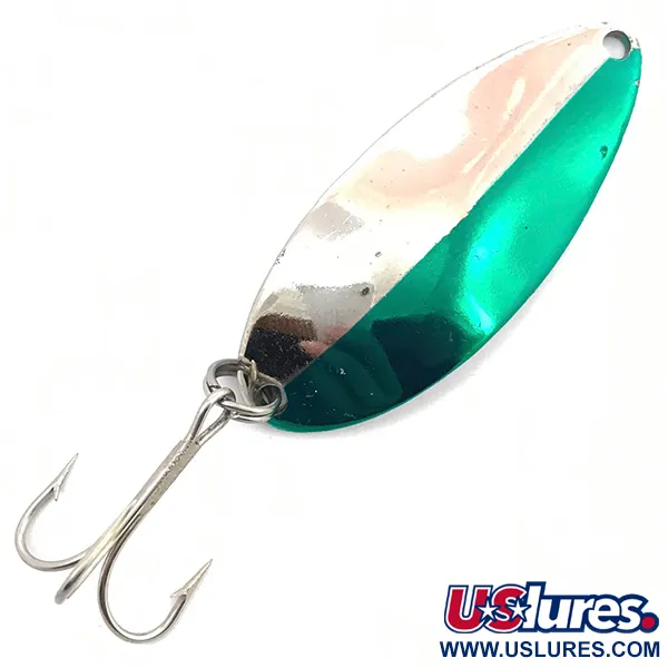 Vintage  Seneca Little Cleo (Hula Girl), 1/2oz Nickel / Green fishing spoon #3784