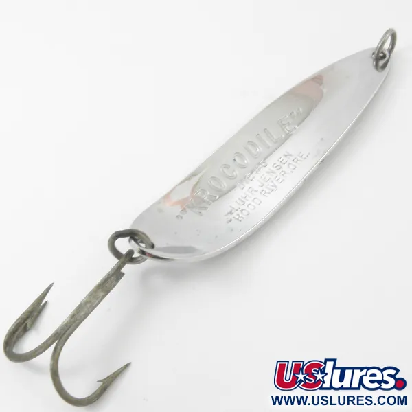 Vintage  Luhr Jensen Krocodile Die #5, 3/4oz Nickel / Blue fishing spoon #3804