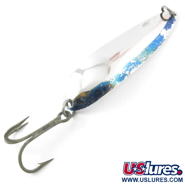 Vintage  Luhr Jensen Krocodile Die #5, 3/4oz Nickel / Blue fishing spoon #3804