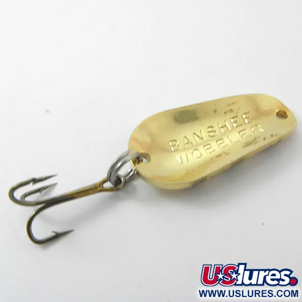 Vintage  Lucky Strike Banshee wobbler, 1/4oz Gold / Black fishing spoon #3814