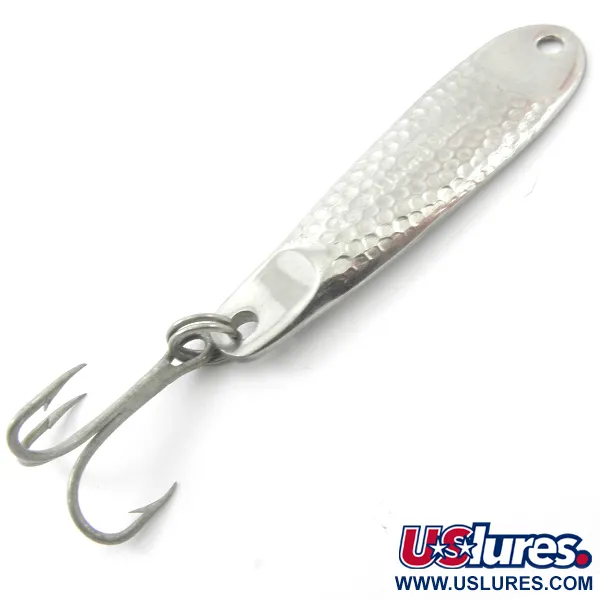 Vintage   Hopkins shorty 75, 3/4oz Hammered Nickel fishing spoon #3821