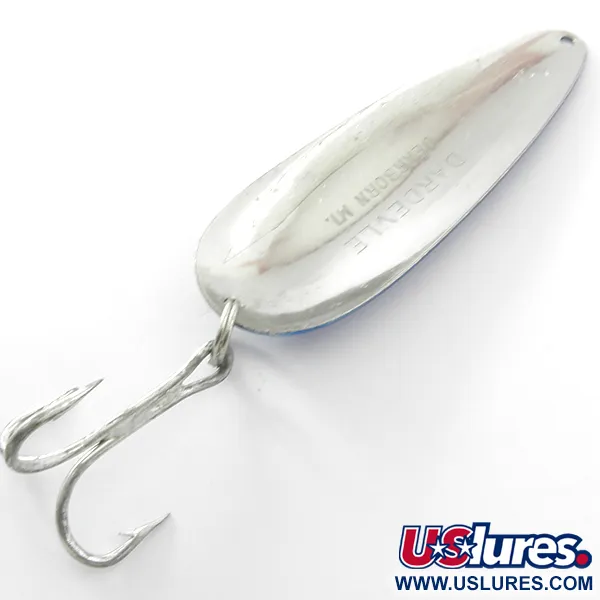 Vintage  Eppinger Dardevle, 1oz Hammered Nickel / Blue fishing spoon #3823
