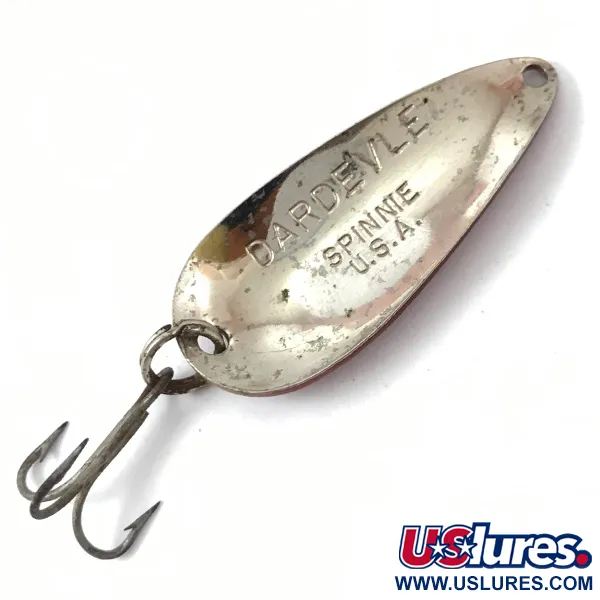Vintage  Eppinger Dardevle Spinnie, 1/3oz Red / White / Nickel fishing spoon #3828