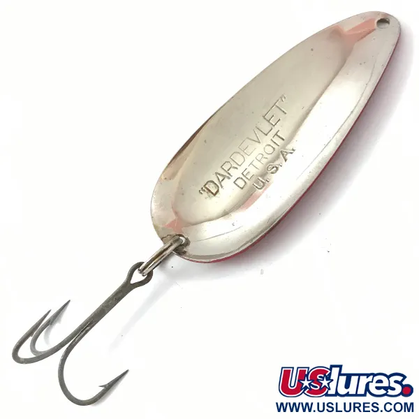 Vintage  Eppinger Dardevle Dardevlet , 3/4oz Red / White / Nickel fishing spoon #3832