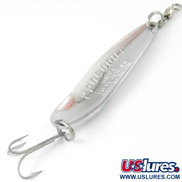 Vintage  Luhr Jensen Krocodile Die #4, 3/4oz Nickel / Hologram fishing spoon #3867